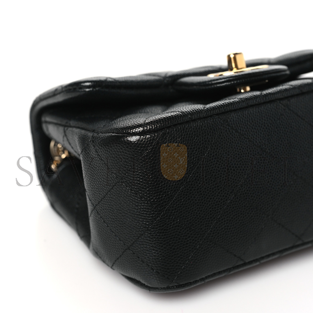 CHANEL CLASSIC FLAP MINI SQUARE FAT BLACK (17*13.5*8cm)